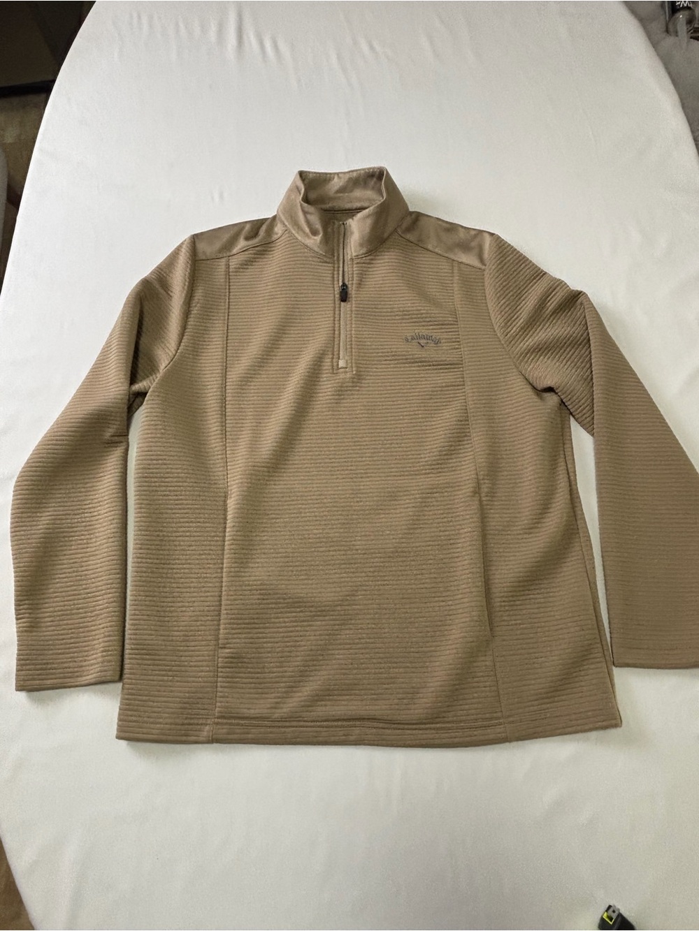 Callaway Men's Lightweight Quarter-Zip Shirt Jacket in Khaki Tan